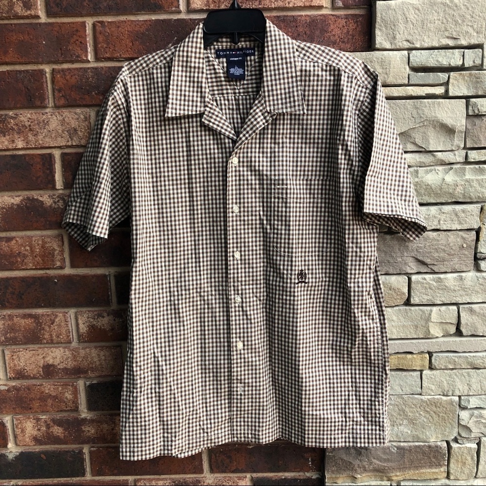 Tommy Hilfiger Vintage Fit Brown Checked Shirt Lg